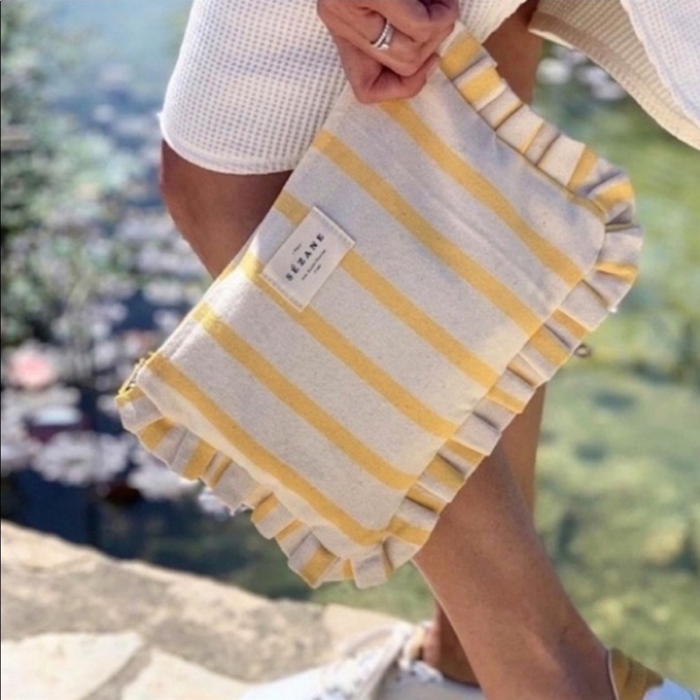 Sezane Pouchette canvas striped pouch